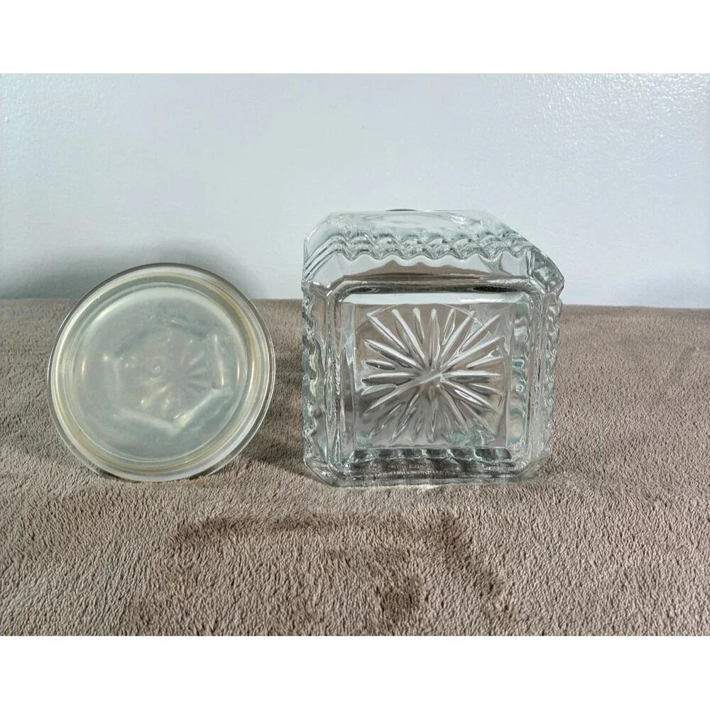 Vintage Clear Glass Apothecary Candy Cookie Storage Jar Canister w Lid 7 Inch